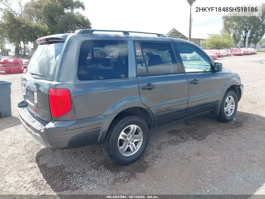 2005 Honda Pilot Ex VIN: 2HKYF18485H518186 Lot: 42237684