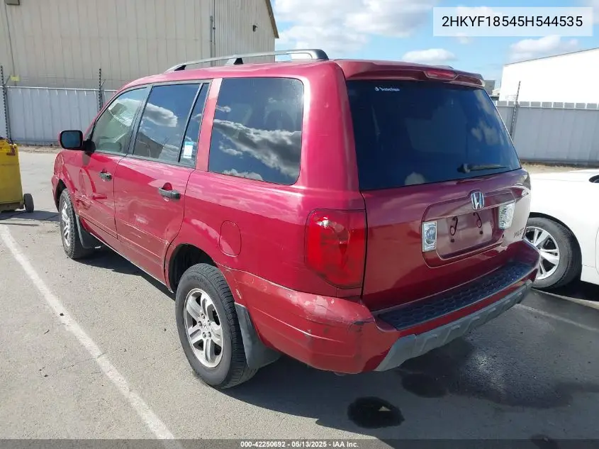 2005 Honda Pilot Ex-L VIN: 2HKYF18545H544535 Lot: 42250692