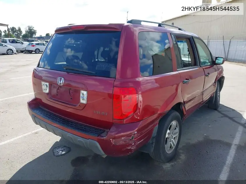 2005 Honda Pilot Ex-L VIN: 2HKYF18545H544535 Lot: 42250692