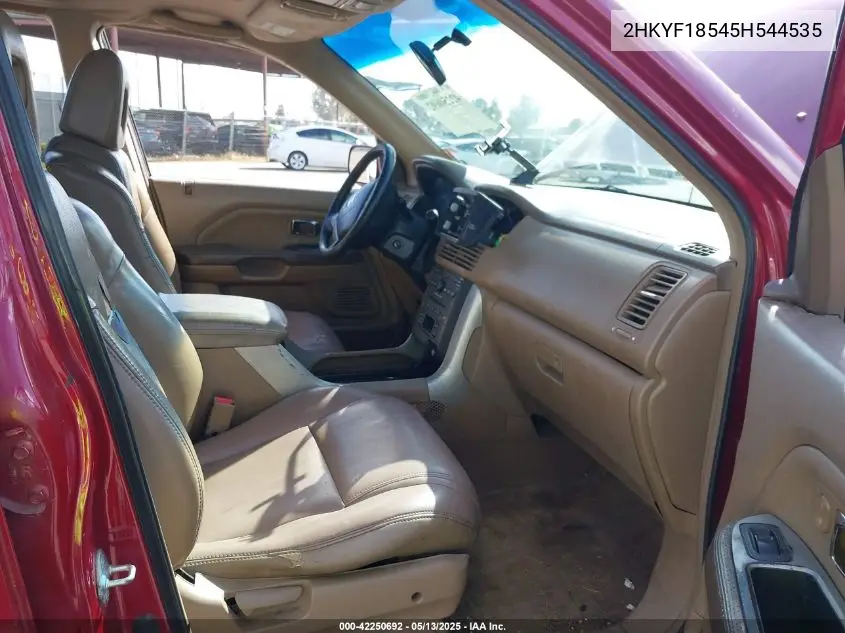 2005 Honda Pilot Ex-L VIN: 2HKYF18545H544535 Lot: 42250692