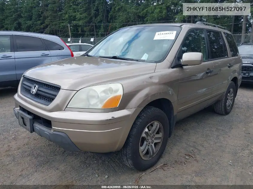 2005 Honda Pilot Ex-L VIN: 2HKYF18685H527097 Lot: 42428955