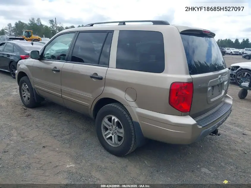2005 Honda Pilot Ex-L VIN: 2HKYF18685H527097 Lot: 42428955