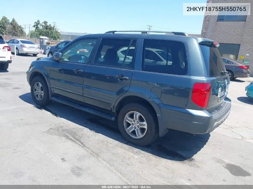 2005 Honda Pilot Ex-L VIN: 2HKYF18755H550765 Lot: 42614294