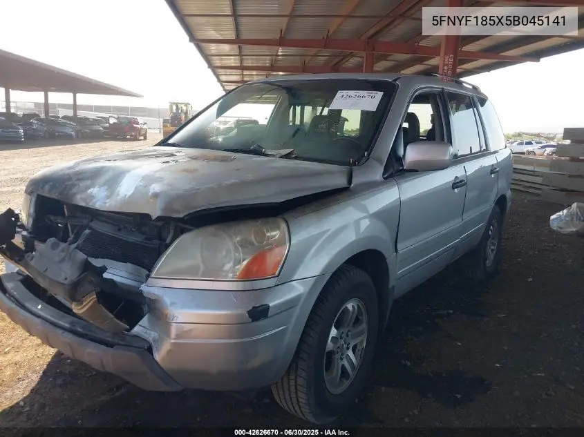 2005 Honda Pilot Ex-L VIN: 5FNYF185X5B045141 Lot: 42626670