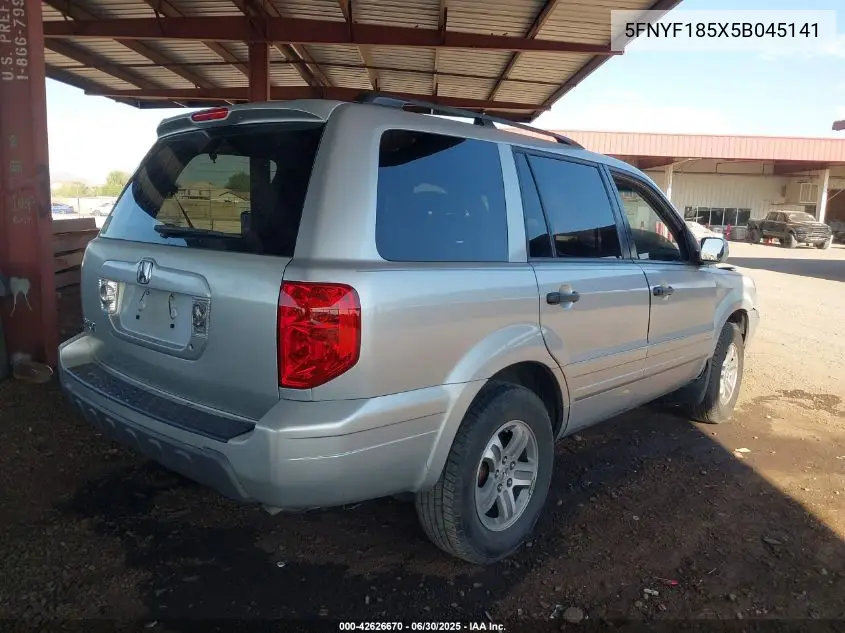 2005 Honda Pilot Ex-L VIN: 5FNYF185X5B045141 Lot: 42626670