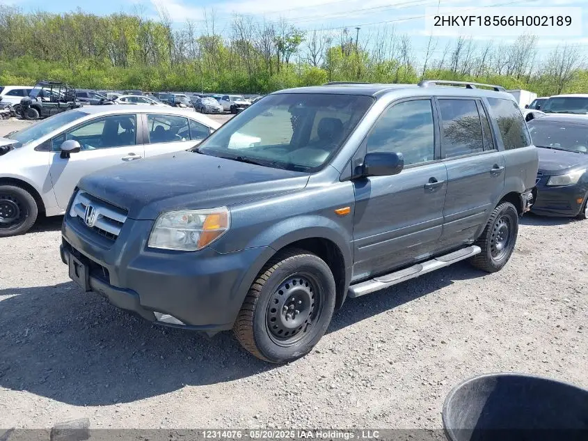 2006 Honda Pilot Ex-L VIN: 2HKYF18566H002189 Lot: 12314076