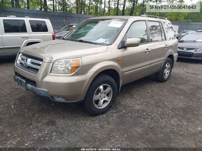 2006 Honda Pilot Ex VIN: 5FNYF28456B041643 Lot: 42238276