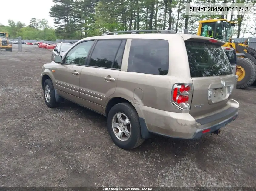 2006 Honda Pilot Ex VIN: 5FNYF28456B041643 Lot: 42238276
