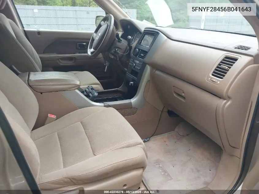 2006 Honda Pilot Ex VIN: 5FNYF28456B041643 Lot: 42238276