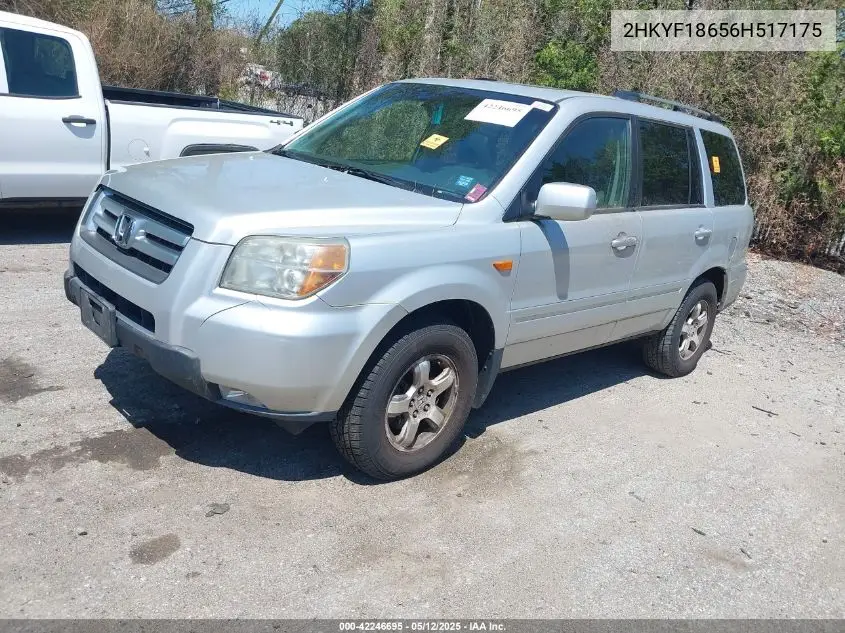 2006 Honda Pilot Ex-L VIN: 2HKYF18656H517175 Lot: 42246695