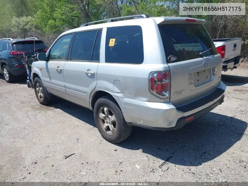2006 Honda Pilot Ex-L VIN: 2HKYF18656H517175 Lot: 42246695
