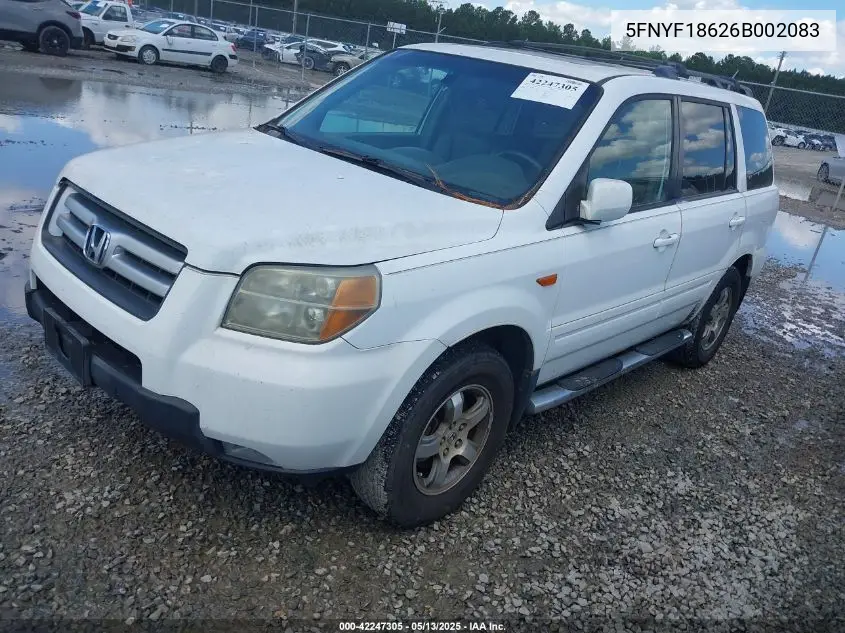2006 Honda Pilot Ex-L VIN: 5FNYF18626B002083 Lot: 42247305