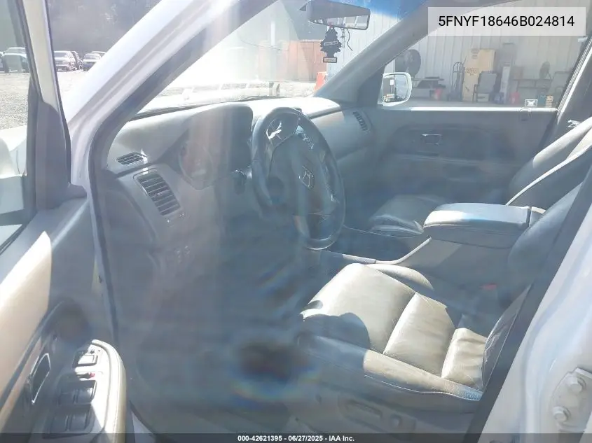 2006 Honda Pilot Ex-L VIN: 5FNYF18646B024814 Lot: 42621395
