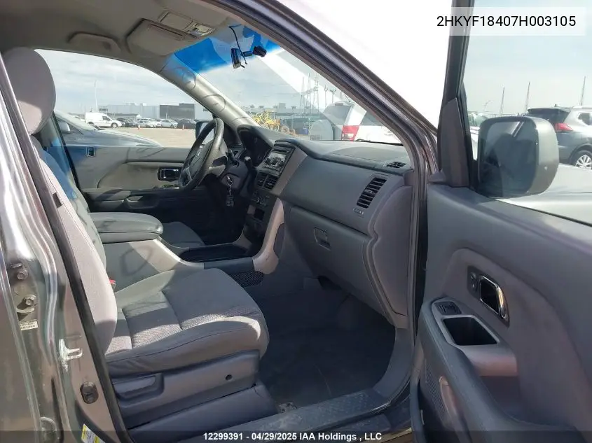 2007 Honda Pilot Ex VIN: 2HKYF18407H003105 Lot: 12299391
