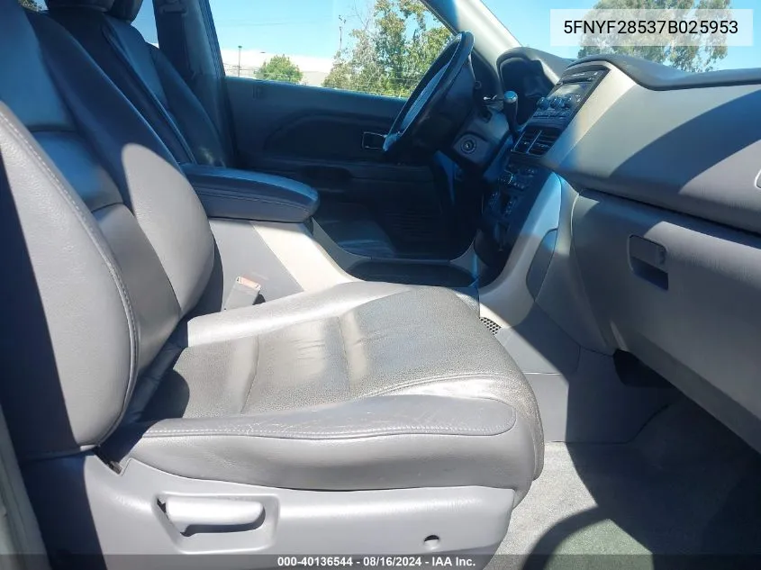 2007 Honda Pilot Ex-L VIN: 5FNYF28537B025953 Lot: 40136544