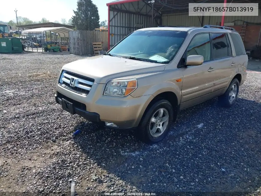 2007 Honda Pilot Ex-L VIN: 5FNYF18657B013919 Lot: 42074957