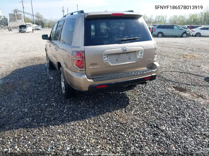 2007 Honda Pilot Ex-L VIN: 5FNYF18657B013919 Lot: 42074957