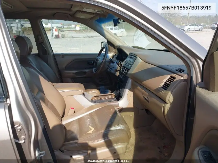 2007 Honda Pilot Ex-L VIN: 5FNYF18657B013919 Lot: 42074957