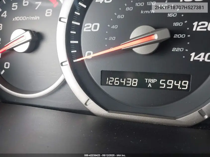 2007 Honda Pilot Ex-L VIN: 2HKYF18707H527381 Lot: 42238423