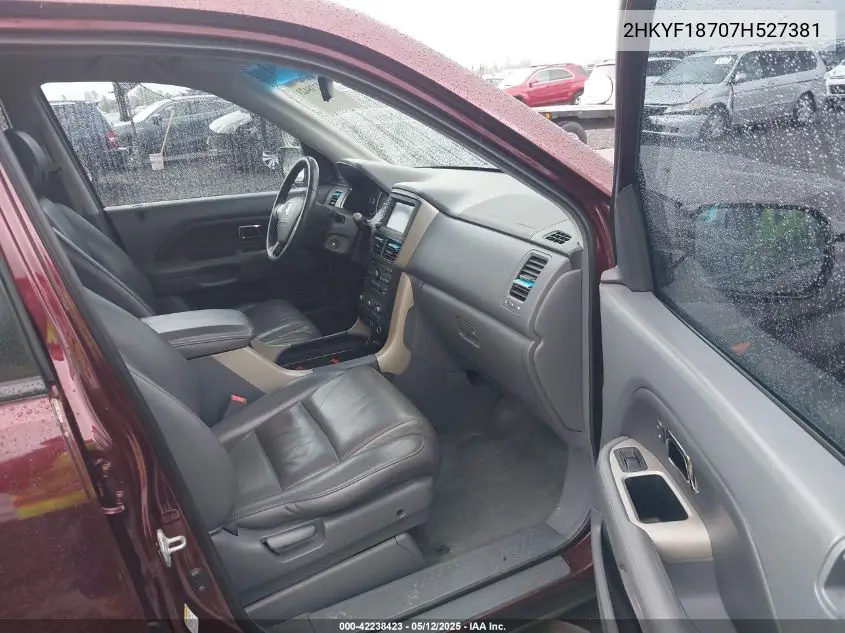 2007 Honda Pilot Ex-L VIN: 2HKYF18707H527381 Lot: 42238423