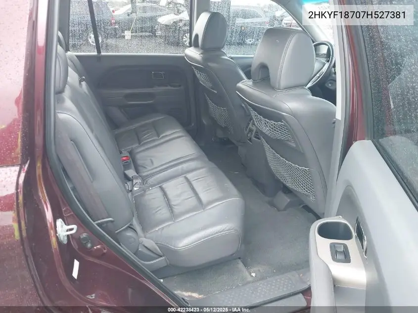 2007 Honda Pilot Ex-L VIN: 2HKYF18707H527381 Lot: 42238423