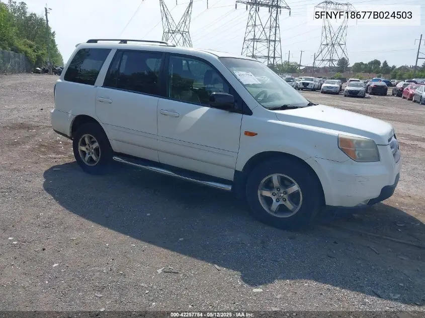 2007 Honda Pilot Ex-L VIN: 5FNYF18677B024503 Lot: 42257754
