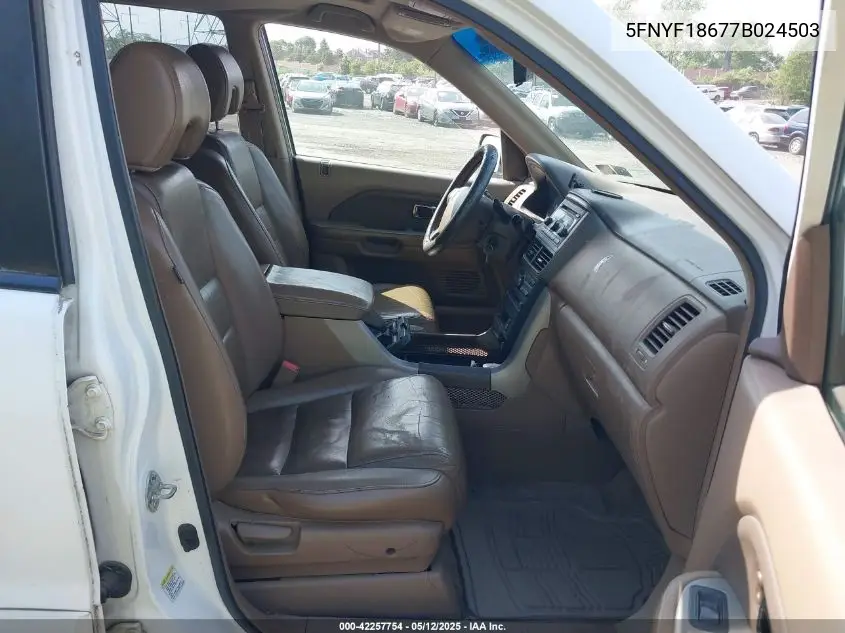 2007 Honda Pilot Ex-L VIN: 5FNYF18677B024503 Lot: 42257754