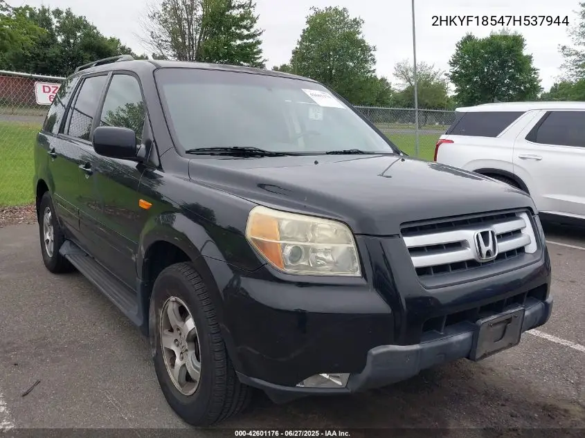 2007 Honda Pilot Ex-L VIN: 2HKYF18547H537944 Lot: 42601176