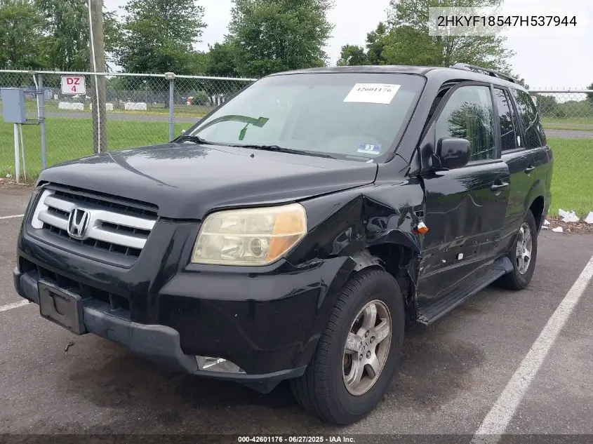 2007 Honda Pilot Ex-L VIN: 2HKYF18547H537944 Lot: 42601176