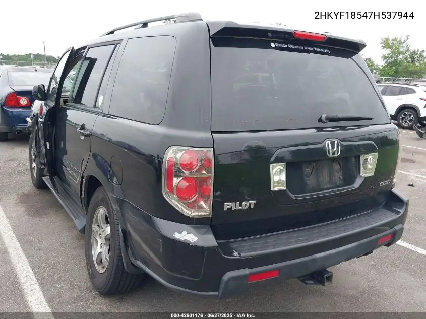 2007 Honda Pilot Ex-L VIN: 2HKYF18547H537944 Lot: 42601176