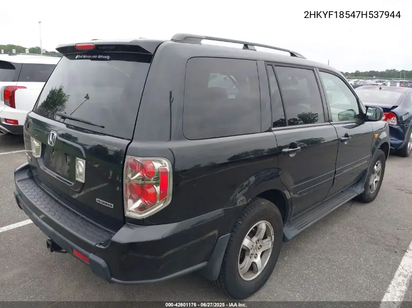 2007 Honda Pilot Ex-L VIN: 2HKYF18547H537944 Lot: 42601176