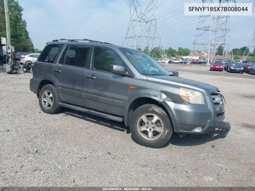 2007 Honda Pilot Ex-L VIN: 5FNYF185X7B008044 Lot: 42603210