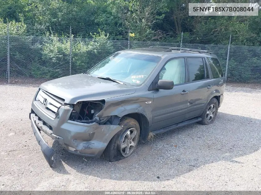2007 Honda Pilot Ex-L VIN: 5FNYF185X7B008044 Lot: 42603210