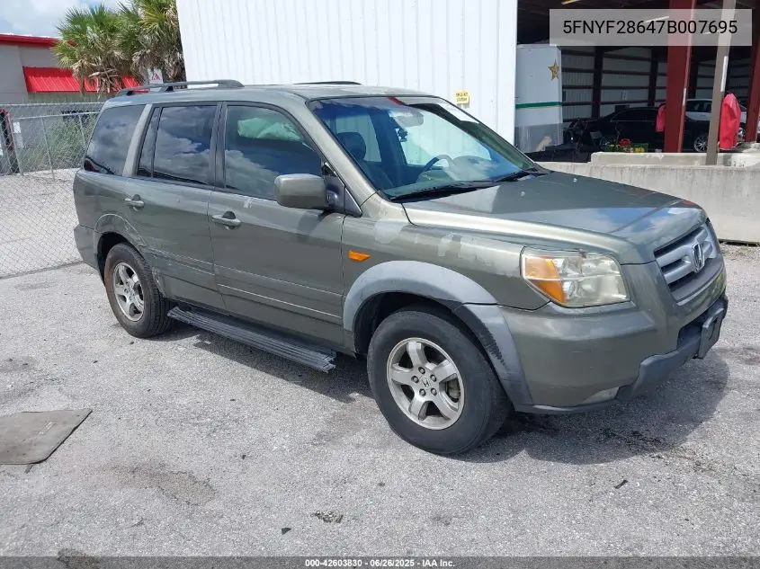 2007 Honda Pilot Ex-L VIN: 5FNYF28647B007695 Lot: 42603830