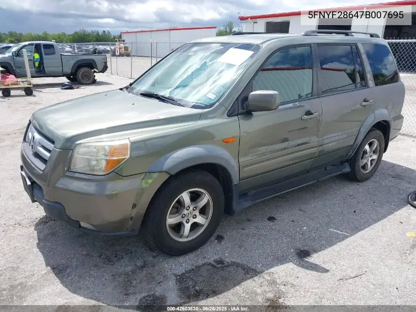 2007 Honda Pilot Ex-L VIN: 5FNYF28647B007695 Lot: 42603830
