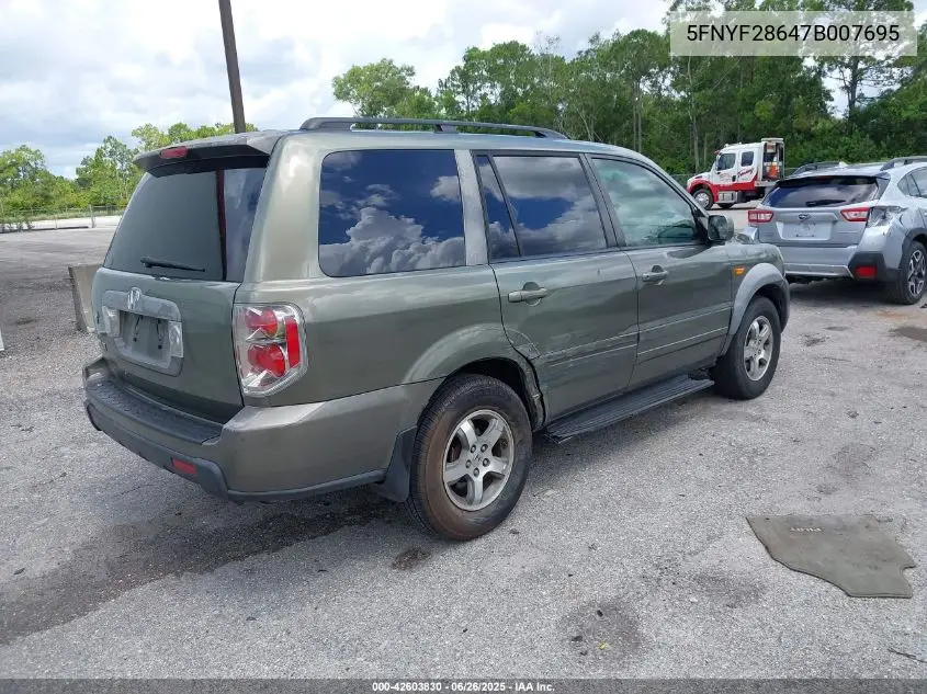 2007 Honda Pilot Ex-L VIN: 5FNYF28647B007695 Lot: 42603830