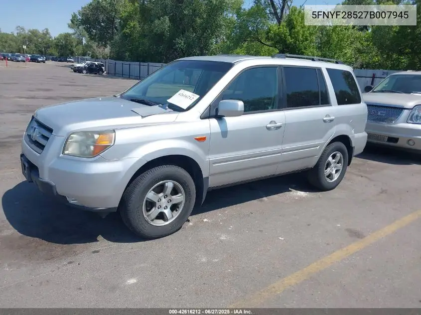 2007 Honda Pilot Ex-L VIN: 5FNYF28527B007945 Lot: 42616212
