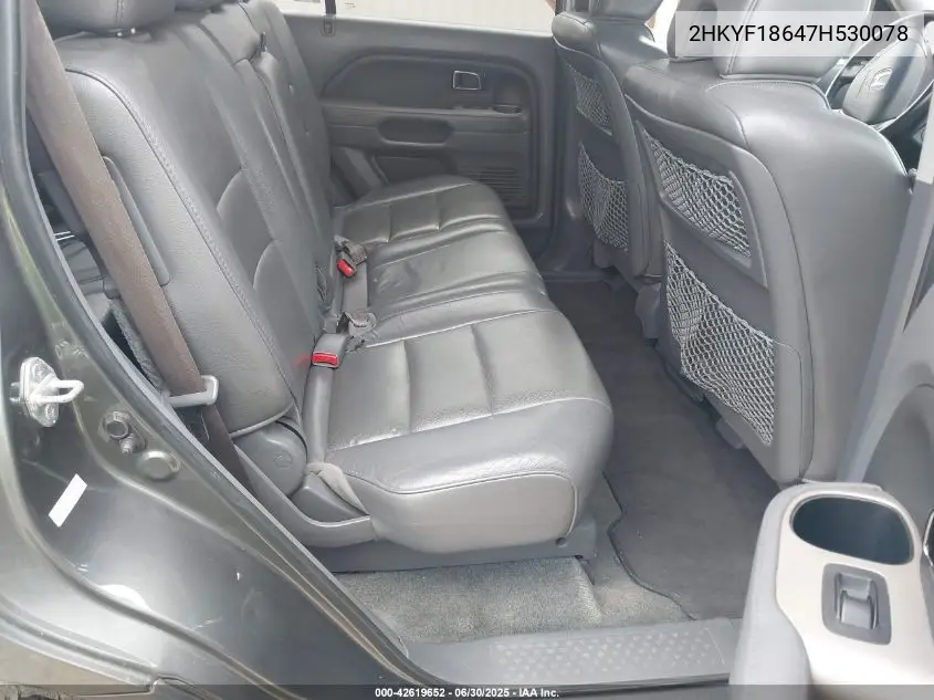 2007 Honda Pilot Ex-L VIN: 2HKYF18647H530078 Lot: 42619652