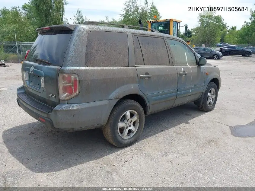 2007 Honda Pilot Ex-L VIN: 2HKYF18597H505684 Lot: 42635027