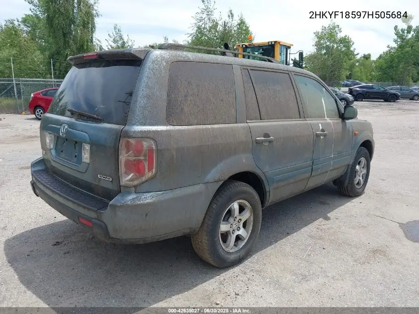 2007 Honda Pilot Ex-L VIN: 2HKYF18597H505684 Lot: 42635027