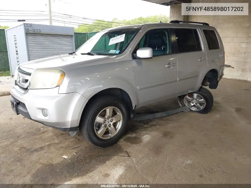 2009 Honda Pilot Ex-L VIN: 5FNYF48589B017202 Lot: 42232703
