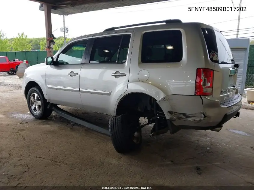 2009 Honda Pilot Ex-L VIN: 5FNYF48589B017202 Lot: 42232703