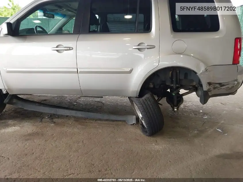 2009 Honda Pilot Ex-L VIN: 5FNYF48589B017202 Lot: 42232703