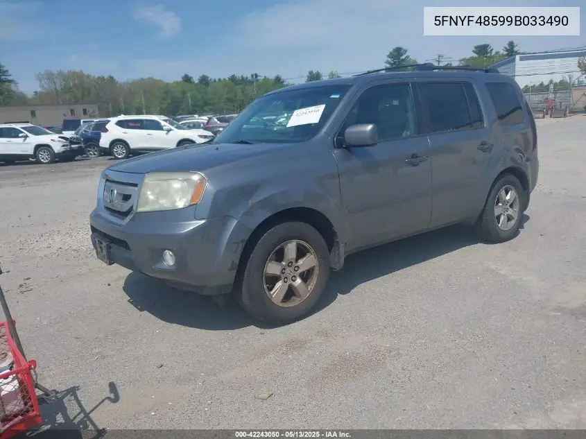 2009 Honda Pilot Ex-L VIN: 5FNYF48599B033490 Lot: 42243050