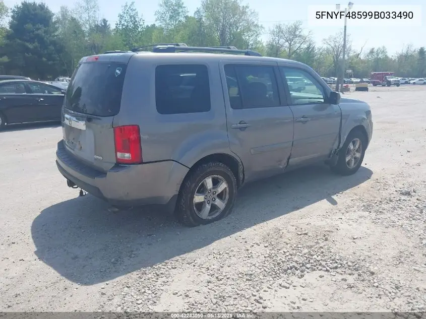 2009 Honda Pilot Ex-L VIN: 5FNYF48599B033490 Lot: 42243050