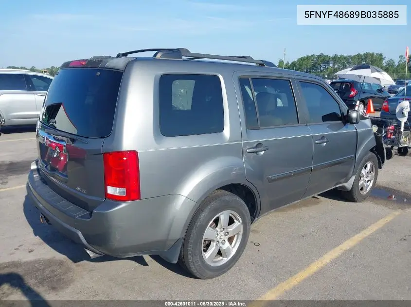2009 Honda Pilot Exl VIN: 5FNYF48689B035885 Lot: 42601011