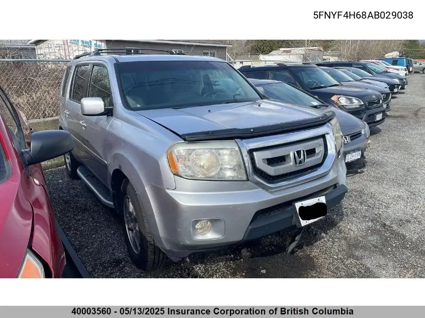 2010 Honda Pilot VIN: 5FNYF4H68AB029038 Lot: 40003560
