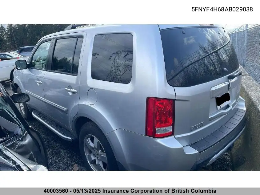 2010 Honda Pilot VIN: 5FNYF4H68AB029038 Lot: 40003560