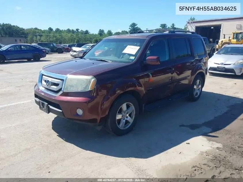 2010 Honda Pilot Ex-L VIN: 5FNYF4H55AB034625 Lot: 42764237