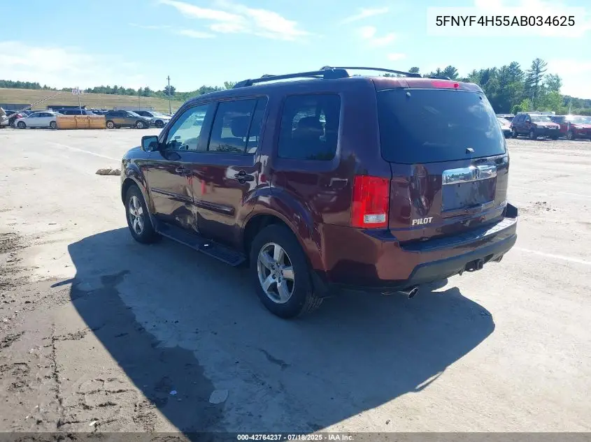 2010 Honda Pilot Ex-L VIN: 5FNYF4H55AB034625 Lot: 42764237